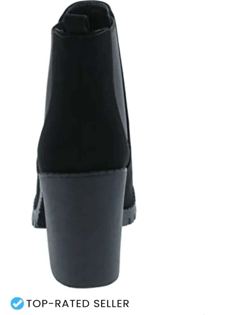 Women's Ankle Bootie with Chunky Heel Lug Sole Elastic Gore Pull-On